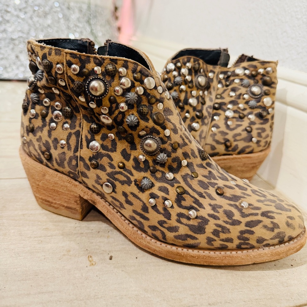 Free People Studded Leopard Ankle Booties